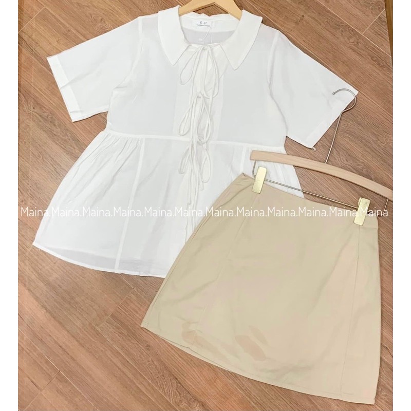 Set áo babydoll, chân váy kaki có tách lẻ (ảnh thật/sẵn)
