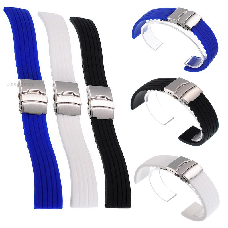 Dây Cao Su Silicone Không ThấM NướC KhóA 20 / 22mm Cho ĐồNg Hồ Uieepp