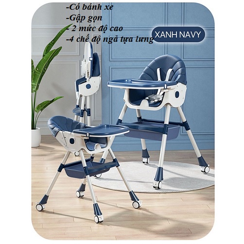 Ghế ăn dặm cao cấp V-BABY 909 có bánh xe,gấp gọn