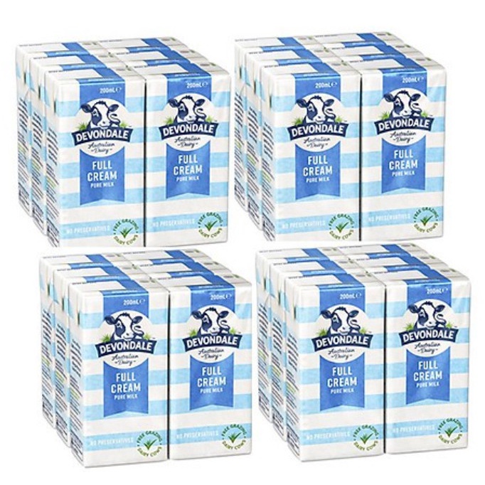 Sữa Devondale nguyên kem thùng 24 hộp 200ml date 7-2023