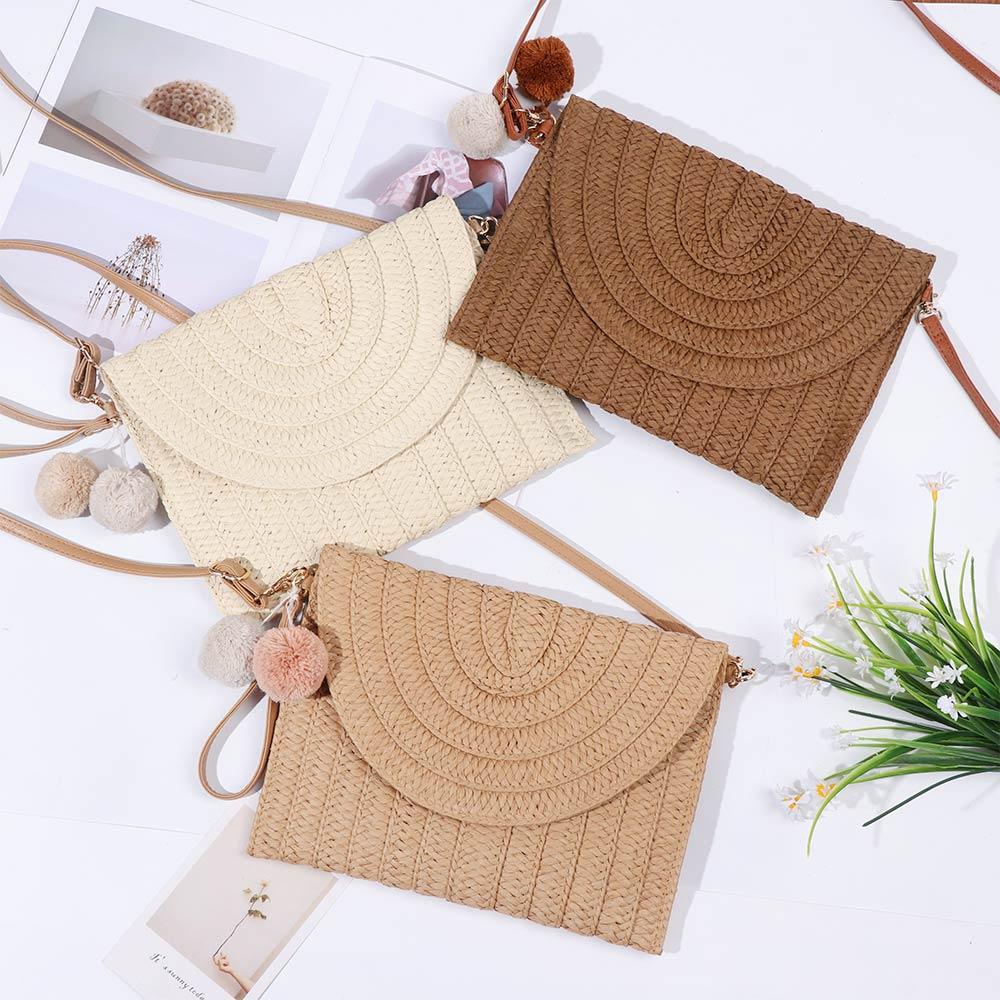 MIHAN1 Túi Xách Đan Lát Phong Cách Retro Xinh Xắn Cho Nữ