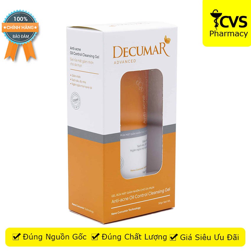 Gel rửa mặt Decumar Advanced 100 gram - Giúp giảm nhờn dành cho da mụn, sạch sâu, dịu nhẹ, giảm mụn - cvspharmacy