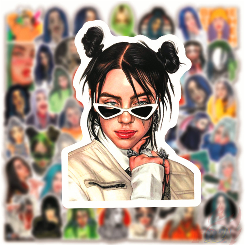 ❉ Billie Eilish Series 07 - Pop Singer Superstar Stickers ❉ 50Pcs/Set DIY Fashion Mixed Doodle Decals Stickers