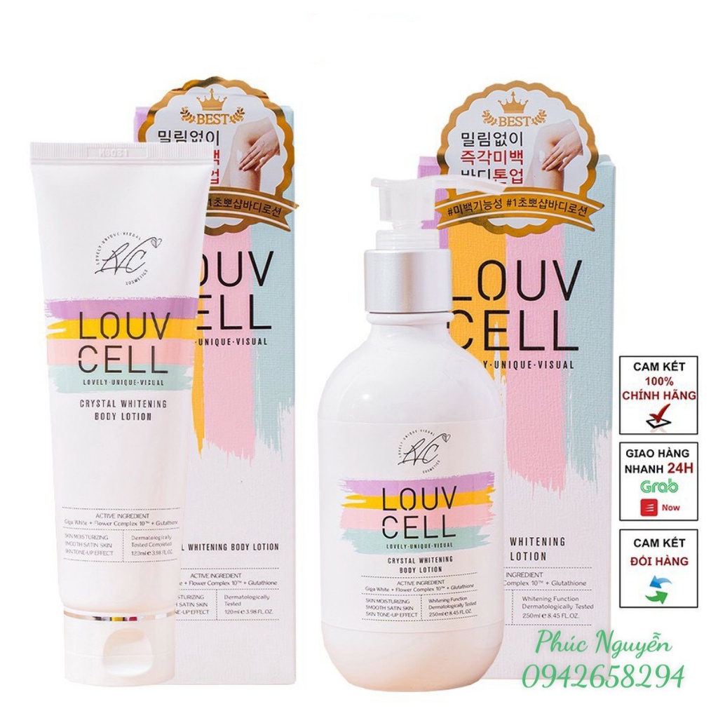 Kem dưỡng ẩm trắng da Body Louv Cell Crystal Whitening Body Lotion Hàn Quốc