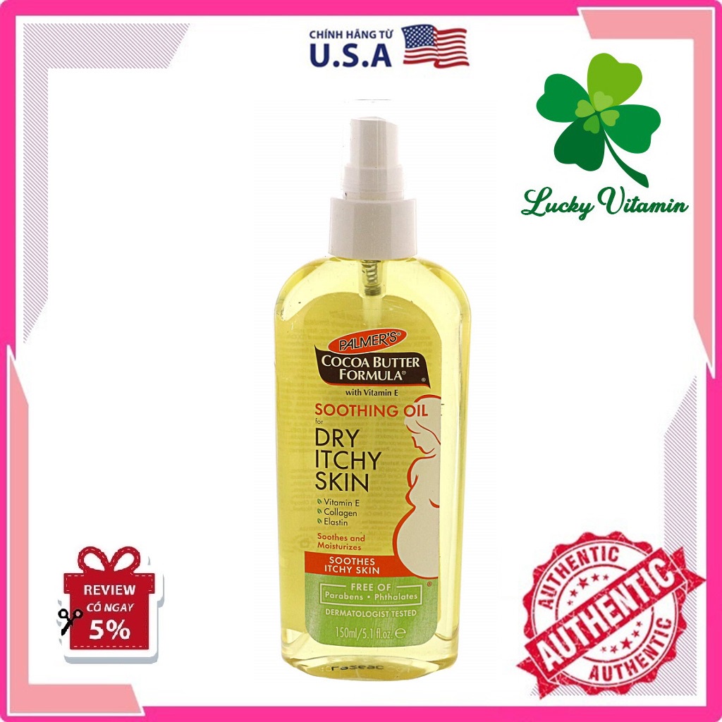 ✅ Dầu giảm nhanh khô ngứa da khi mang thai Palmer's Cocoa Butter Formula Soothing Oil for Dry Itchy Skin 150ml