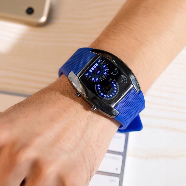 Đồng hồ thể thao unisex Ulzzang đèn led dây cao su mặt bầu thời trang năng động | BigBuy360 - bigbuy360.vn