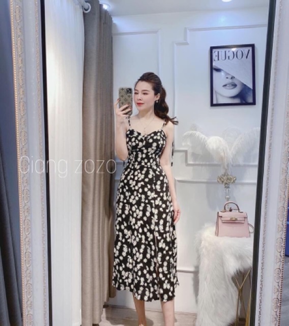 Váy suông nữ 2 dây,đầm 2 dây hoa nhí xẻ tà nhiều màu điệu đà | BigBuy360 - bigbuy360.vn