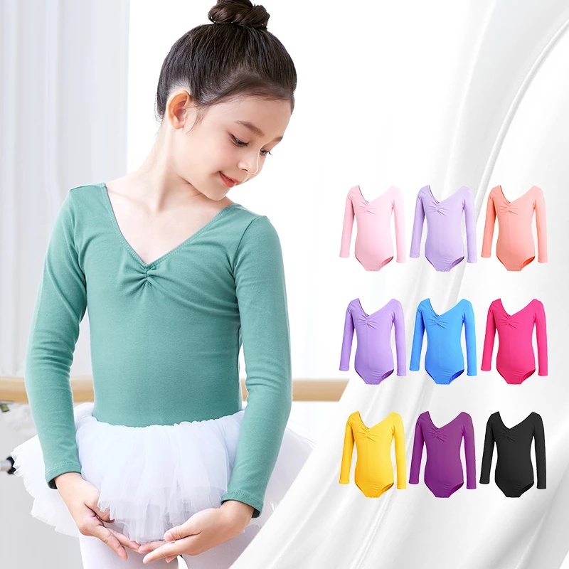 Bộ Áo Liền Quần Múa Ba Lê Tay Dài Bằng Vải cotton Họa Tiết Da Báo Dành Cho Bé Gái