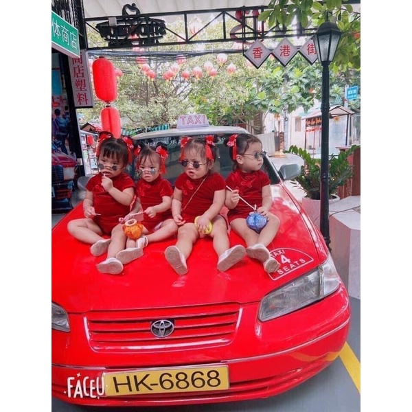 Sườn Xám Nhung Tuyết Cho Bé Gái