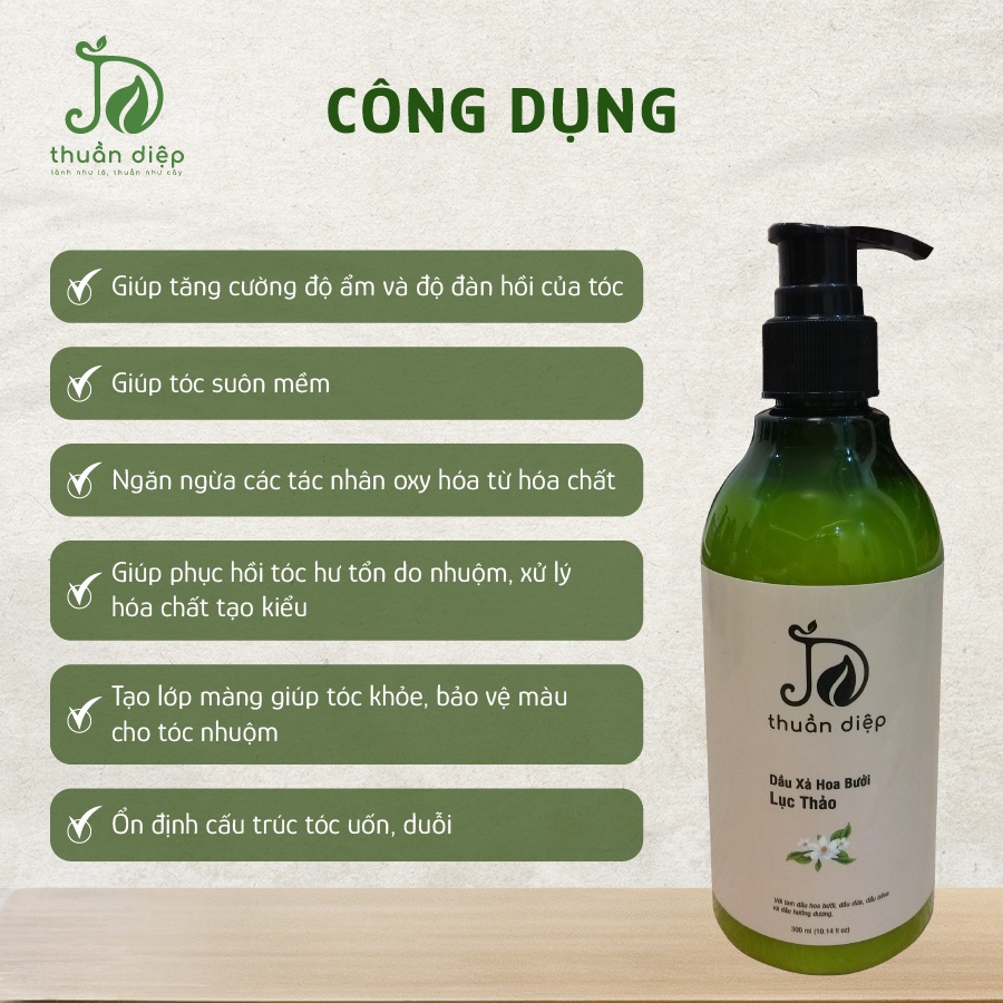 Dầu xả Hoa Bưởi Lục Thảo 300ml cho tóc uốn nhuộm, suôn mượt, giữ màu tóc nhuộm Thuần Diệp