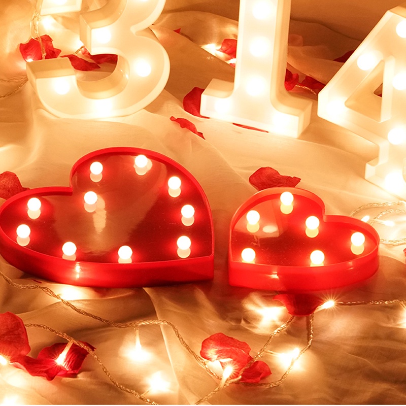 Đèn LED Trái Tim Trang Trí Không Gian Phòng Ngủ Siêu Lãng Mãn (Dùng Pin)