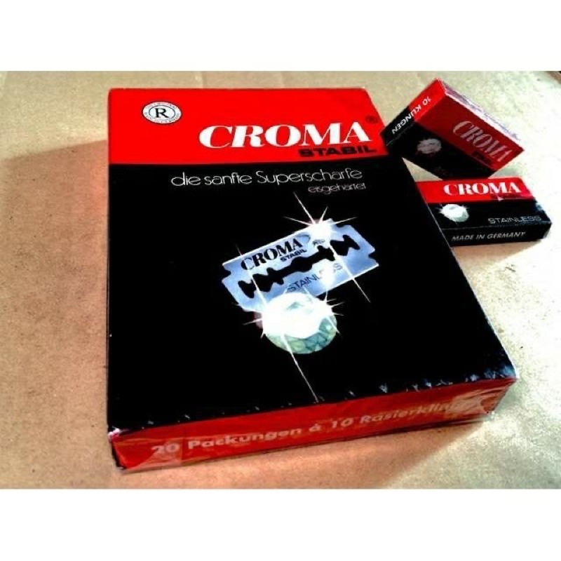 Sỉ hộp 200 lưỡi dao tem CROMA Đức hàng xịn, dao lam Đức