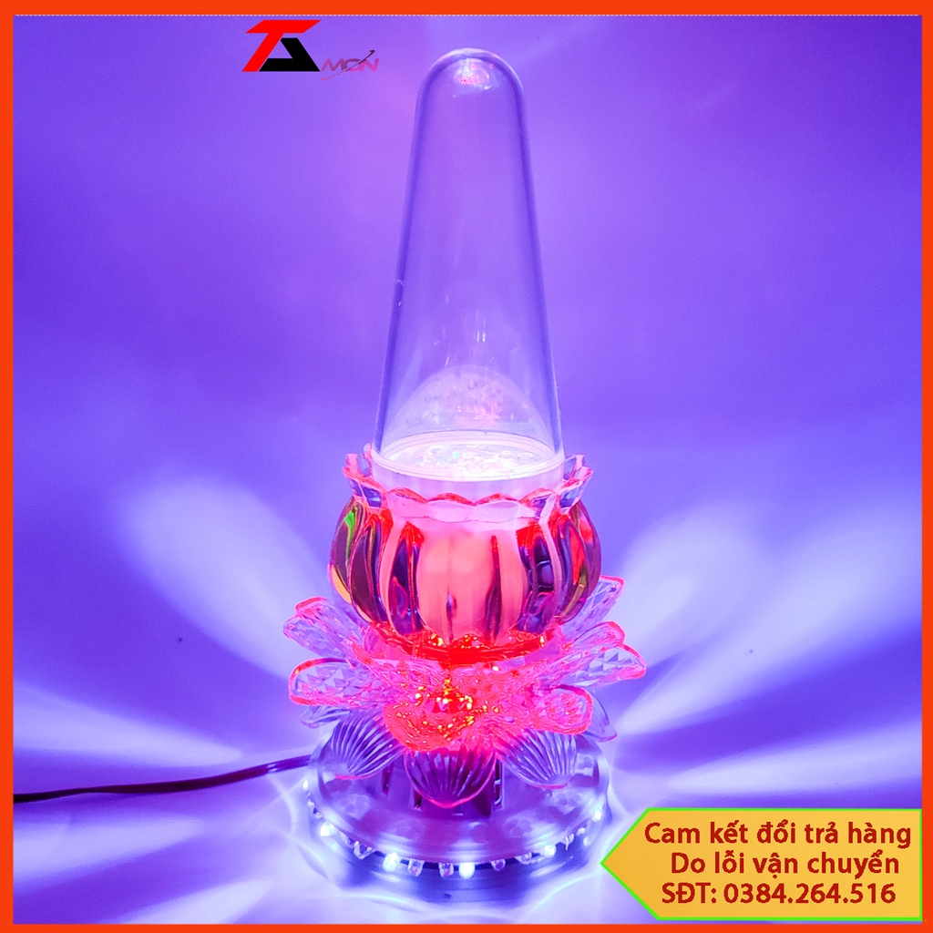 Đèn thờ hoa sen phun nước sáng 7 màu, Để bàn thờ gia tiên, Thờ Phất, Đèn Bàn Thờ Sen Lớn, Đài Sen Tự Đổi Màu