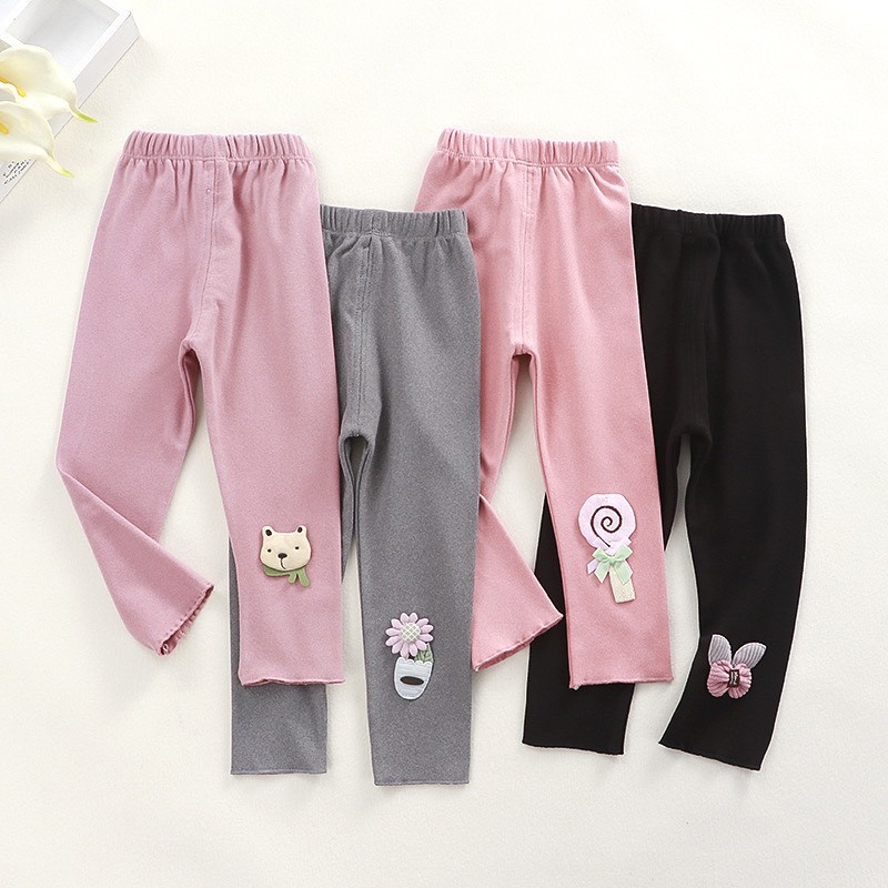 (Hàng đẹp video) Quần legging thun cotton thu đông quần dài bé gái 1-8 tuổi chất cực đẹp họa tiết đáng yêu