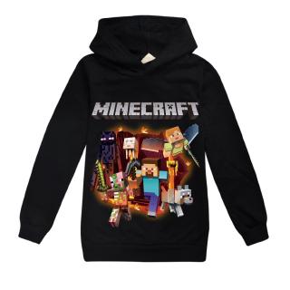 Spot Minecraft big boy my world Áo hoodie mỏng tay dài trẻ em Quần áo trẻ em Áo hoodie 4-15Y
