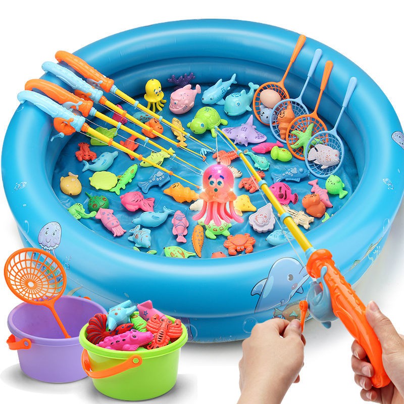 > Đồ chơi câu cá từ phù hợp với trẻ em cần nước vuông can nhựa cảm ứng Bắt trong bể bơi