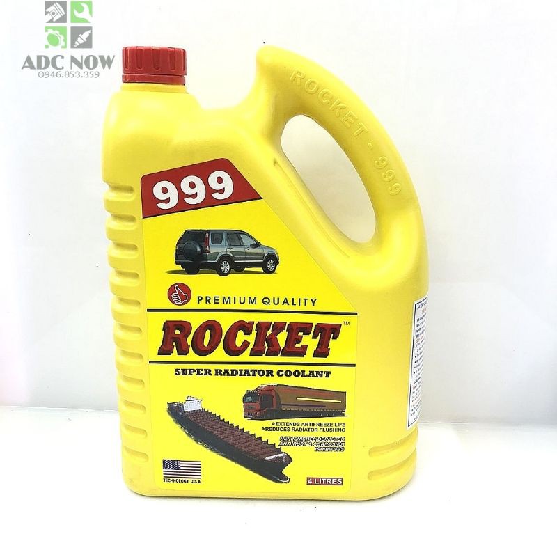 [Sỉ - lẻ] Dung dịch làm mát /nước làm mát màu xanh hiệu Rocket 999 can 4 Lít