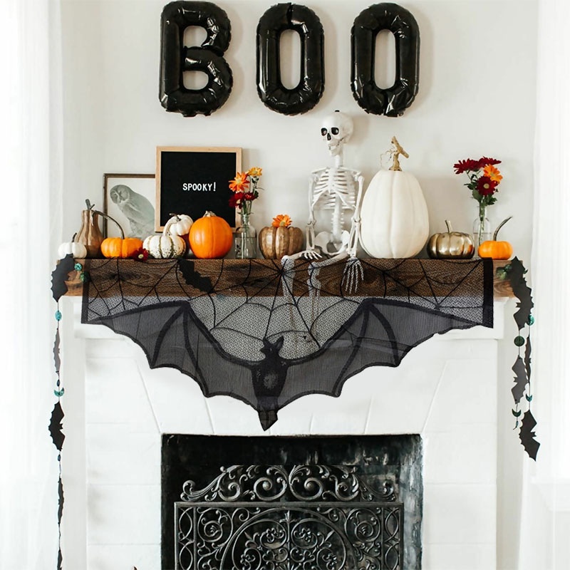 Mạng Nhện Màu Đen In Họa Tiết Halloween Độc Đáo Trang Trí Bàn Ăn