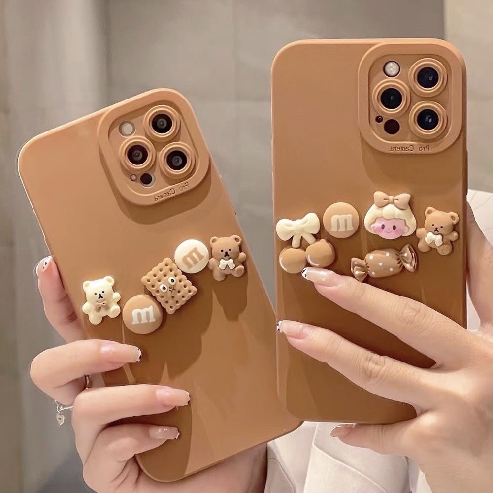 Ốp điện thoại silicone mềm hoạ tiết gấu 3d dành cho iphone13promax apple 11 12 13 xs xsmax 8p
