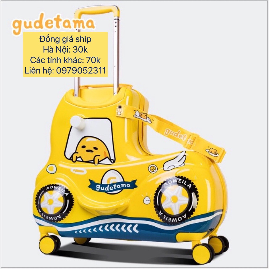 Vali xe ngồi cho bé Phiên bản ô tô trứng vỡ vàng Gudetama 24 inch