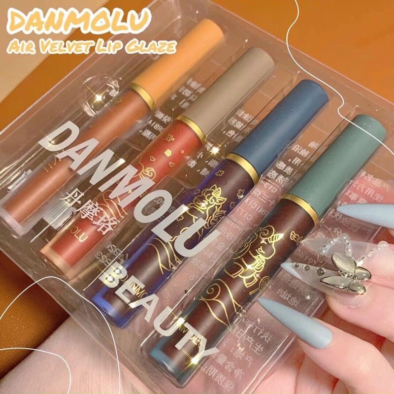 🐻 Set 4 Son Kem Lì DANMOLU BEAUTY Air Velvet Lip Glaze unicorn