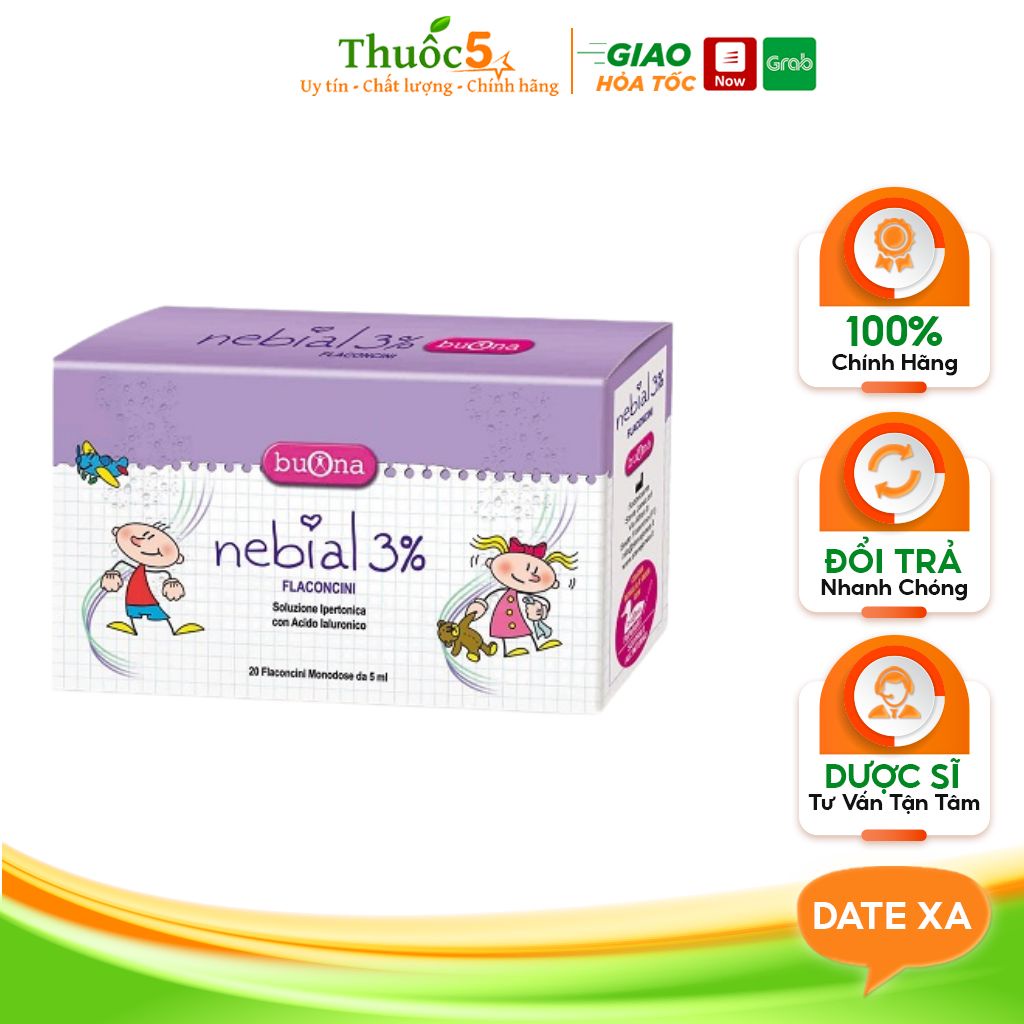 Dung Dịch Nhỏ Mũi Nebial 3% Flaconcini Giúp Giữ Ẩm, Làm Sạch Mũi Nhẹ Nhàng Cho Bé Hộp 20 Ống