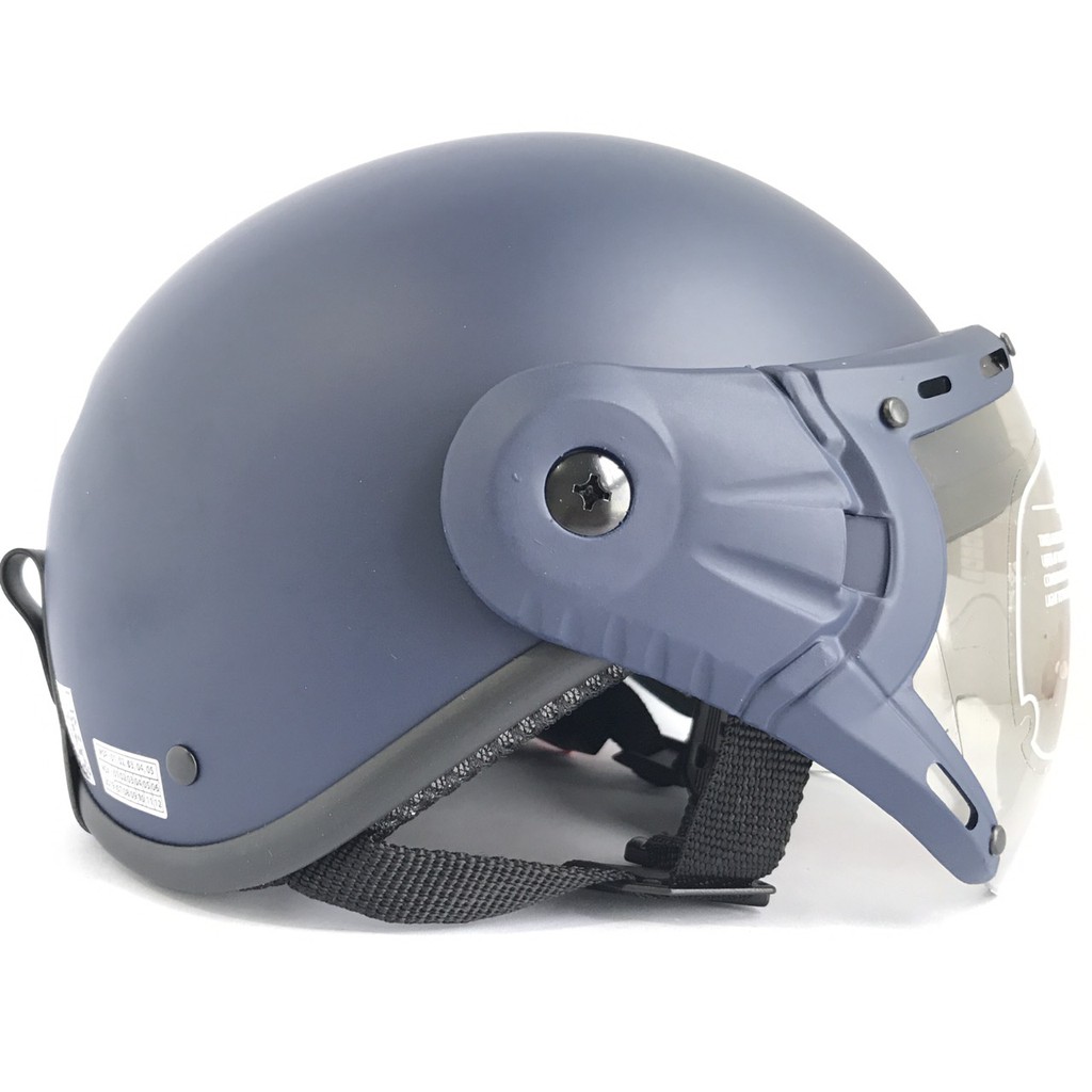 Mũ bảo hiểm nửa đầu có kính - siêu đẹp - VS105K - Xanh than nhám - Vòng đầu 56-58cm - Nón bảo hiểm 1/2 đầu V&amp;S Helmet