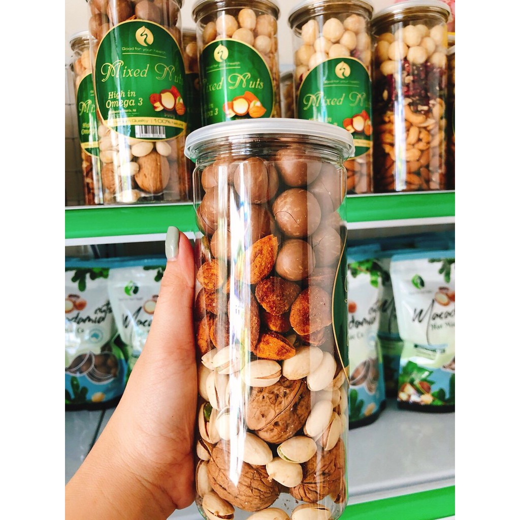 MIXED NUTS 4 HẠT MACCA, ÓC CHÓ, HẠNH NHÂN, HẠT DẺ CƯỜI