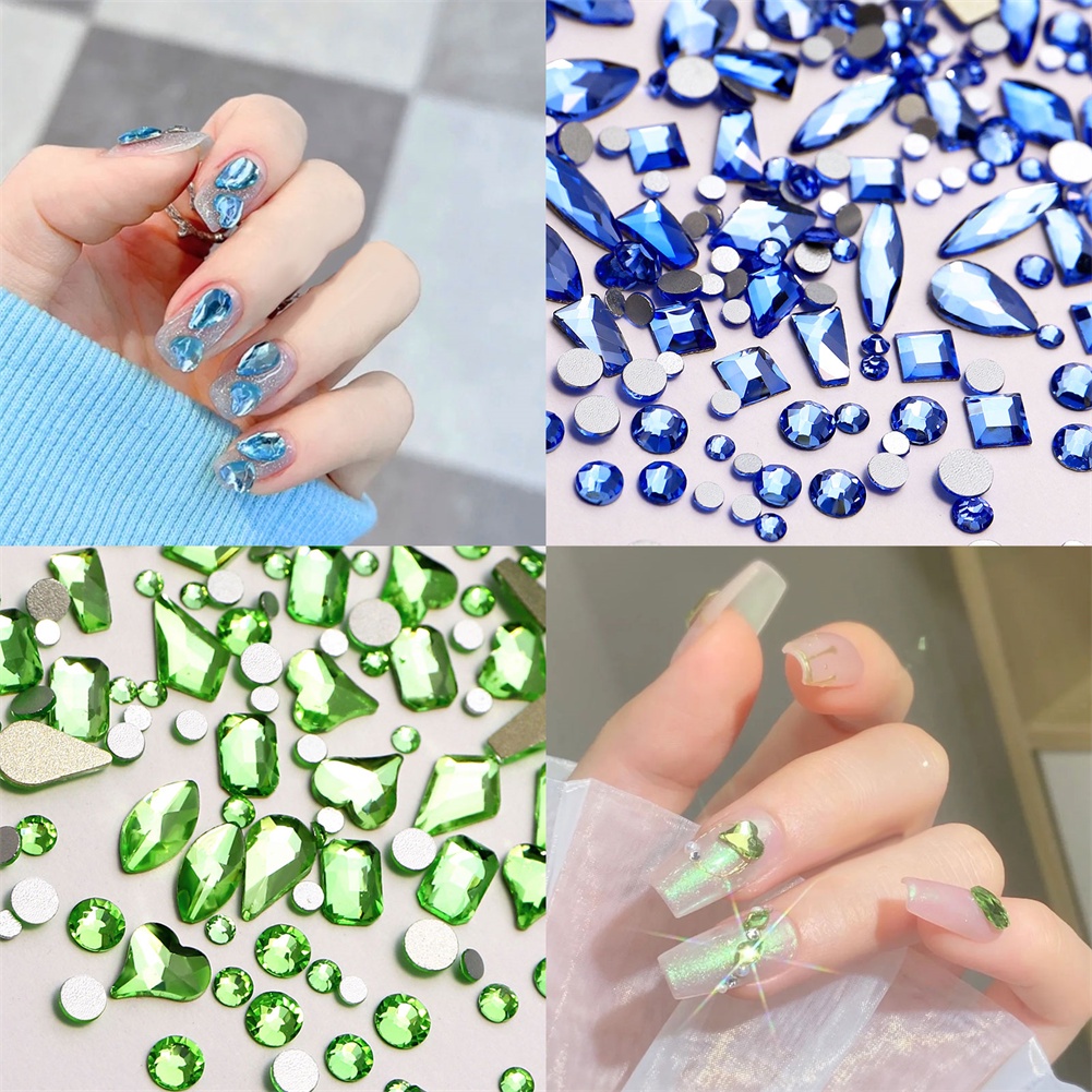 Trong kho khoan Móng Tay Nail Nghệ Thuật Khoan Rhinestone Mix Kính Khoan Hình TỰ LÀM Nail Stickers Nail Đồ Trang Sức Nghệ Thuật COD