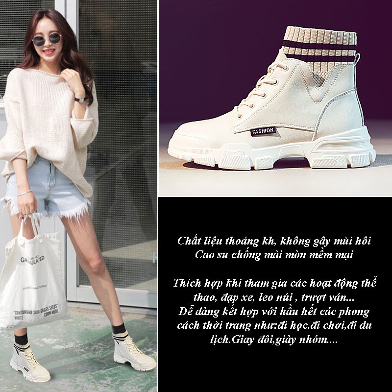 [Mã FASHIONGREEN15 giảm tới 30K đơn 99K] Giày Boot Tất Nữ Cổ Ngắn Thời Trang Anh Quốc GN01 | BigBuy360 - bigbuy360.vn