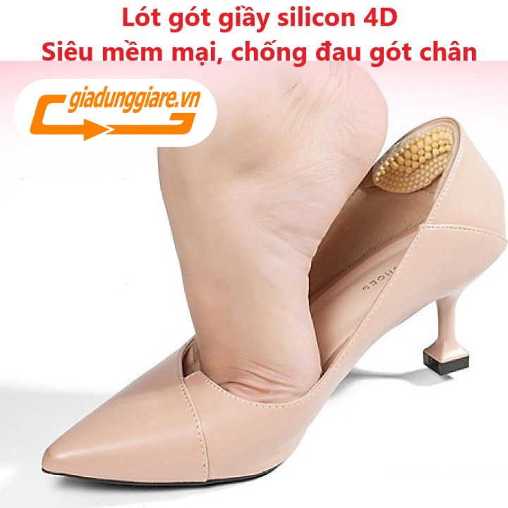 2 Miếng đệm lót giày silicon 4D chống đau chân lót gót giầy êm ái chống trày gót chân