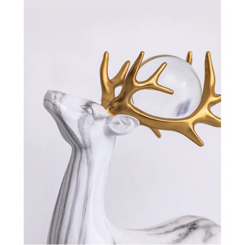 Cặp hươu nai trang trí decor nhà cửa vân đá trắng siêu đẹp và sang trọng