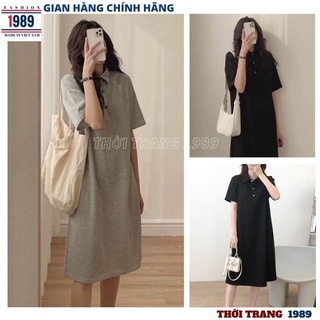 Đầm polo cổ đức dáng suông hàn quốc tiểu thư bánh bèo dễ thương ulzzang chất cottong mát mùa hè -PHƯƠNG VŨ 1989