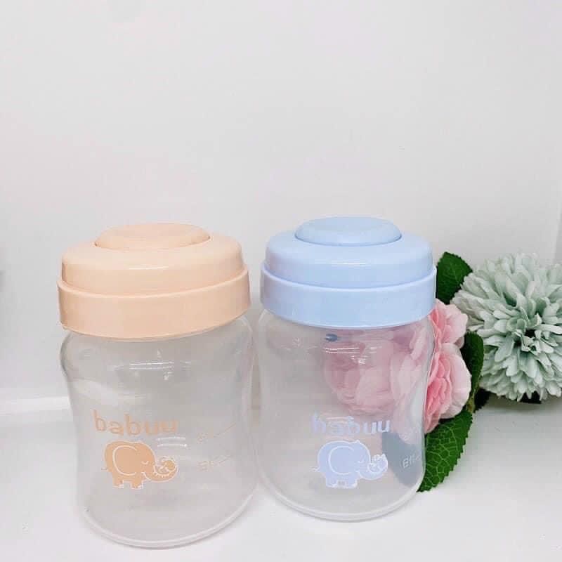 Bộ 3 Bình Trữ Sữa Babuu 120ml, Nắp Được Núm Ti Cổ Rộng