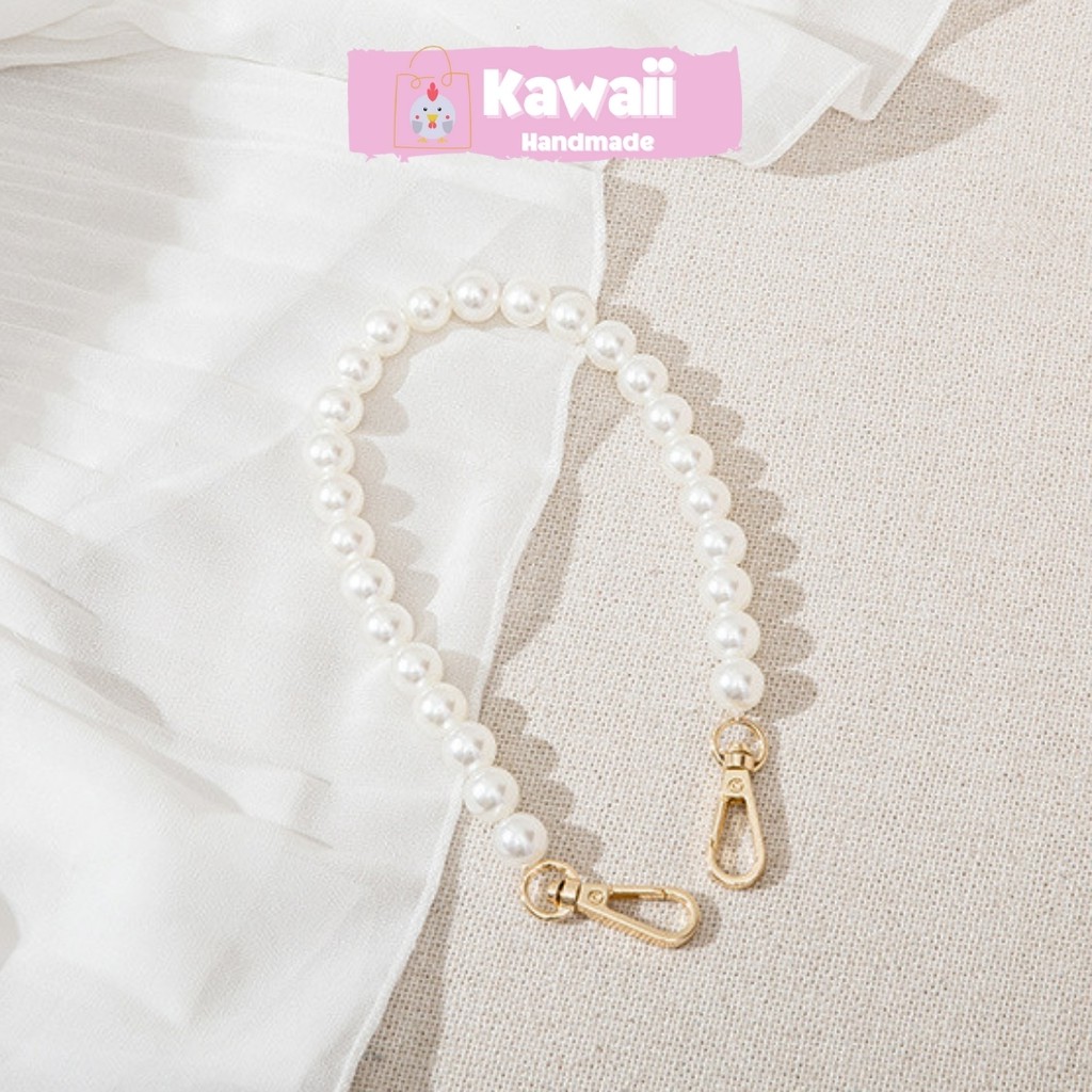 Phụ kiện dây đeo túi xách chuỗi ngọc trai (nhựa) thời trang sang trọng Kawaii_Handmade