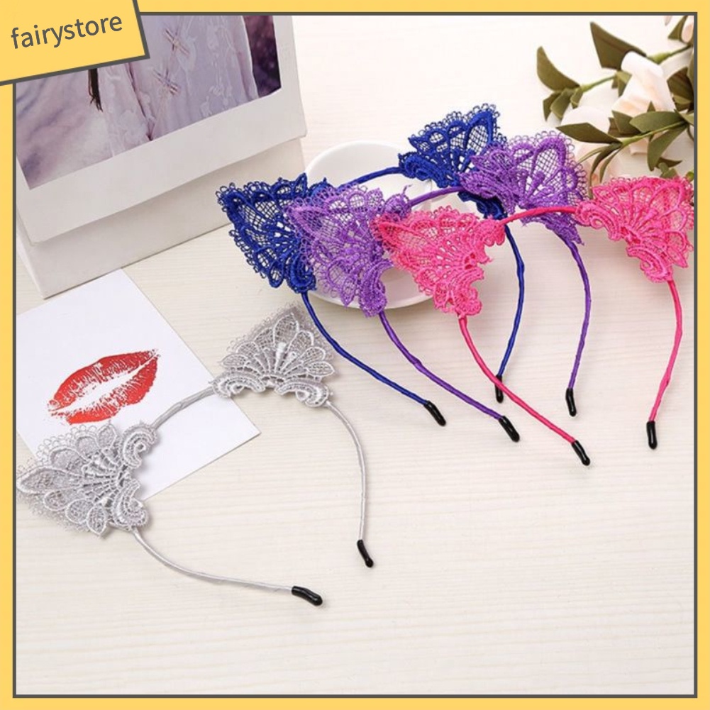 Cài Tóc Tai Mèo Phối Ren Quyến Rũ Cho Nữ