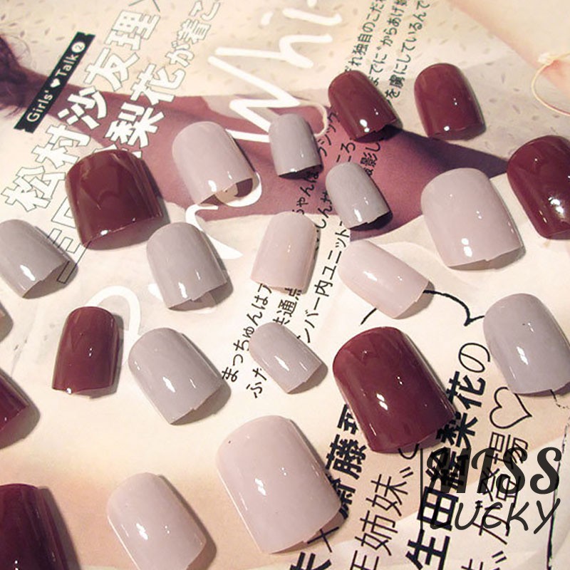 Bộ 24 móng tay giả dáng ngắn mùa sắc ngọt ngào cho nữ