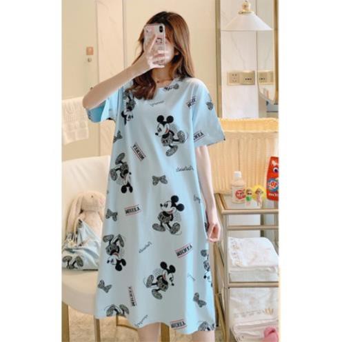 Váy ngủ cotton dáng suông họa tiết dễ thương, đầm ngủ suông cho nàng cá tính VN-02 💝