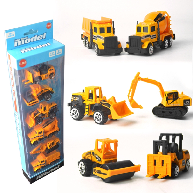 Set 6 xe cơ giới mô hình bằng hợp kim nhiều mẫu mã