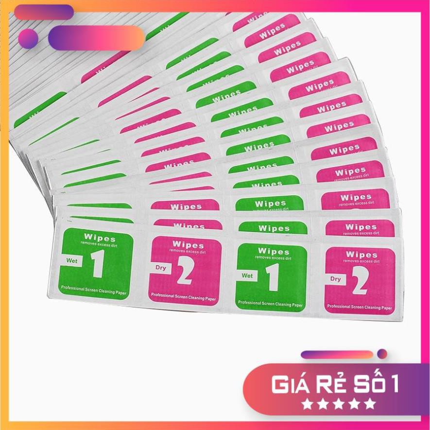 Combo 2 Miếng lau kính 1 lau ướt 1 lau khô lau sạch bụi bẩn điện thoại, máy tính bảng, kính mắt