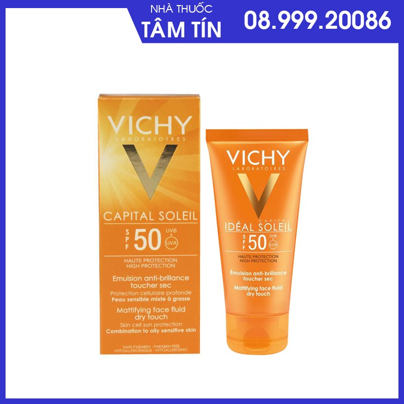 Kem Chống Nắng Không Gây Nhờn Rít Không Màu SPF50 Vichy Capital Soleil (50ml) -100516689