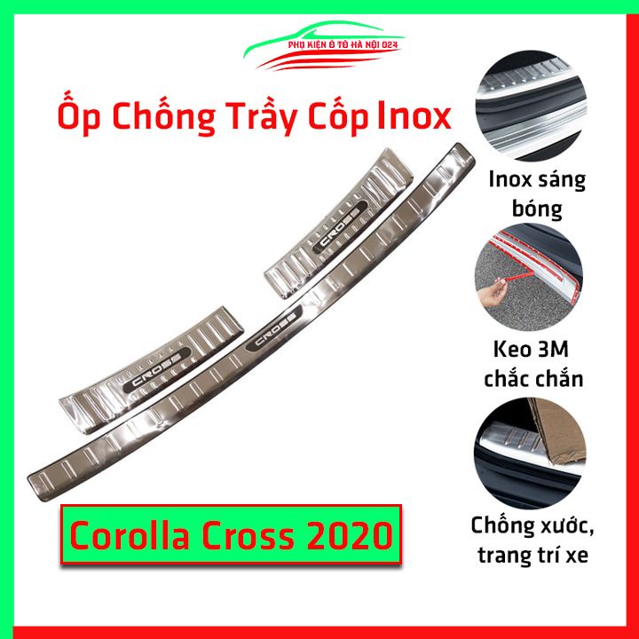 Ốp Chống Trầy Cốp Trong, Ngoài Inox Xe Corolla Cross 2020-2022