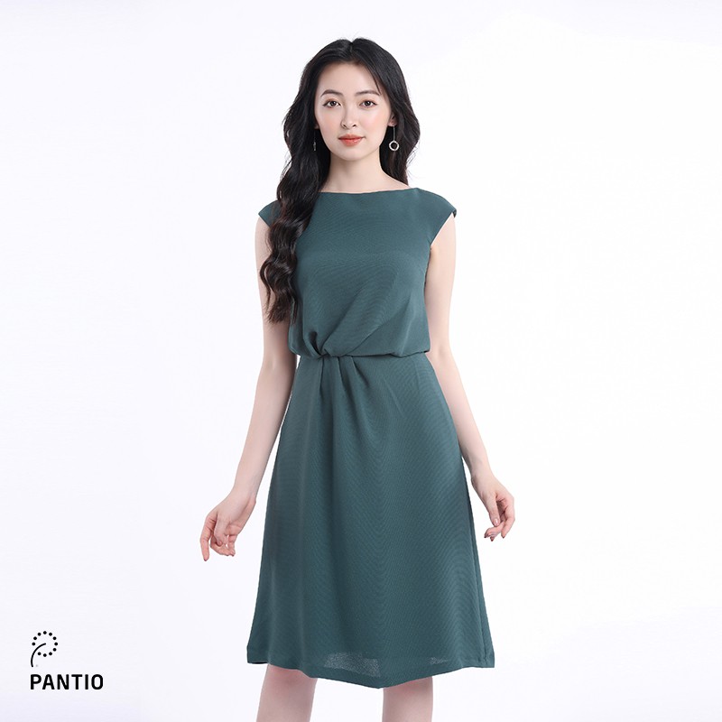 Đầm công sở chất liệu thô dáng xòe không tay FDC32738 - PANTIO