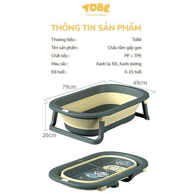 Chậu tắm gấp gọn TOBE nhỏ gọn, màu xinh xắn