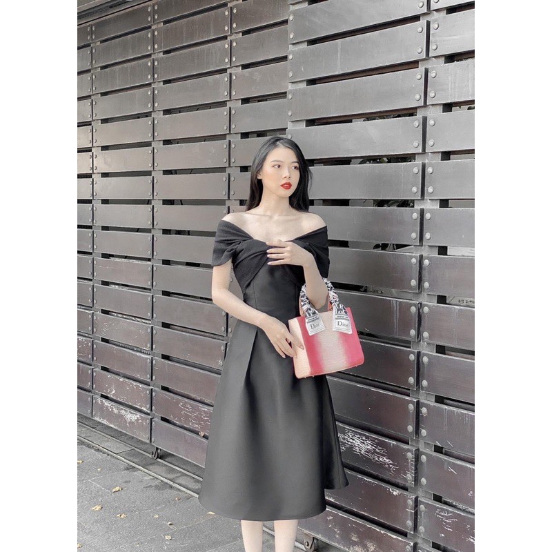 Đầm dự tiệc❤️Hình thật❤️Đầm dự tiệc bẹt vai nhún nơ | BigBuy360 - bigbuy360.vn