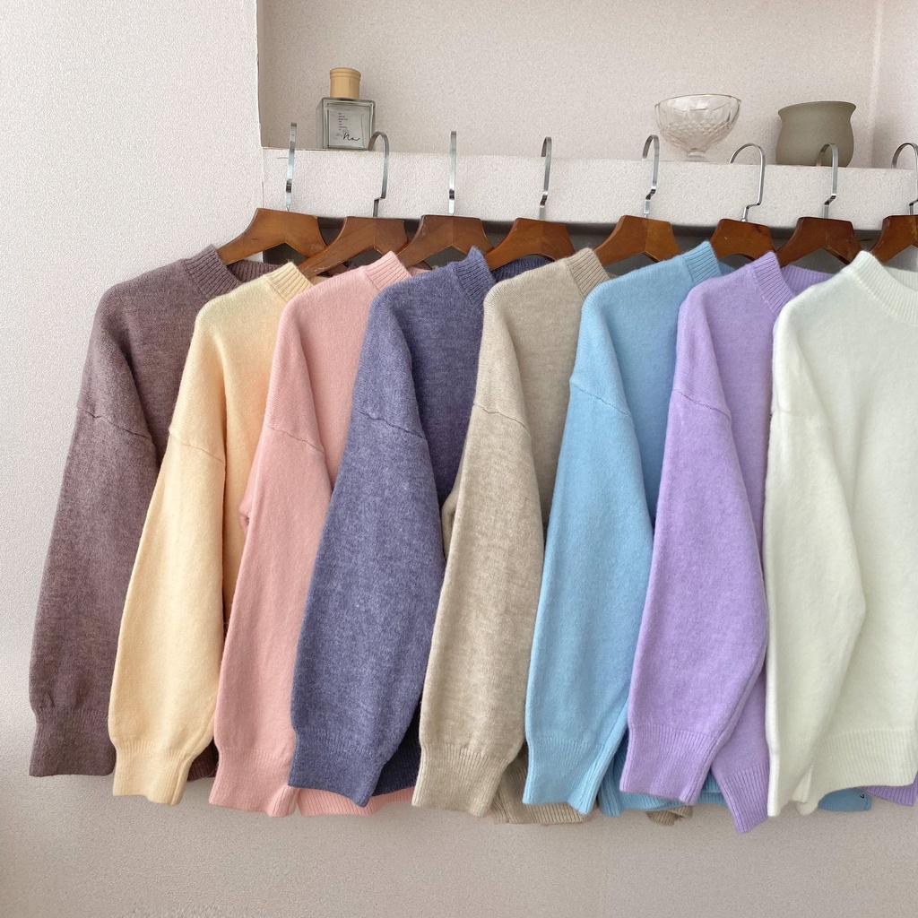 HÀNG SẴN_Áo Len Cashmere Cổ Tròn Basic Dáng Rộng | BigBuy360 - bigbuy360.vn