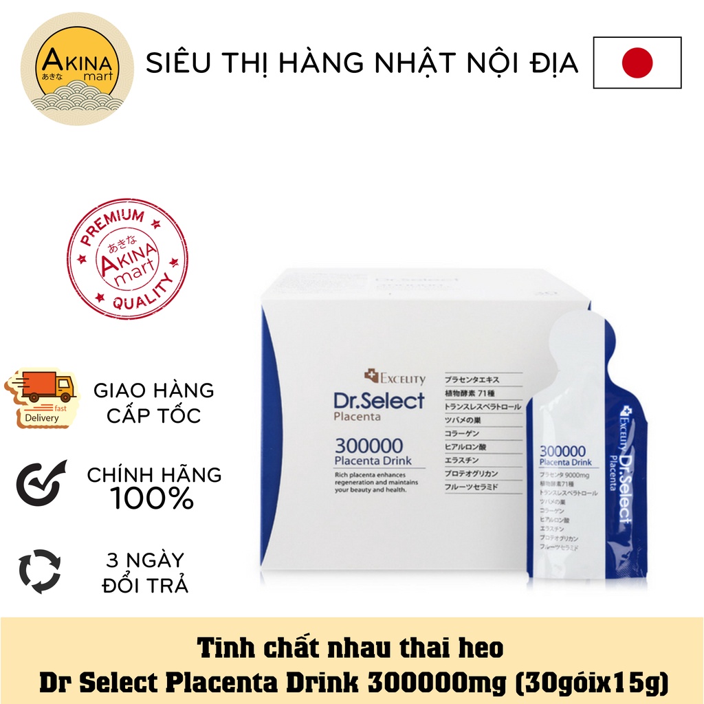 Nước uống Tinh Chất Nhau Thai Heo Dr. Select Placenta Drink 300000 hộp 30 gói