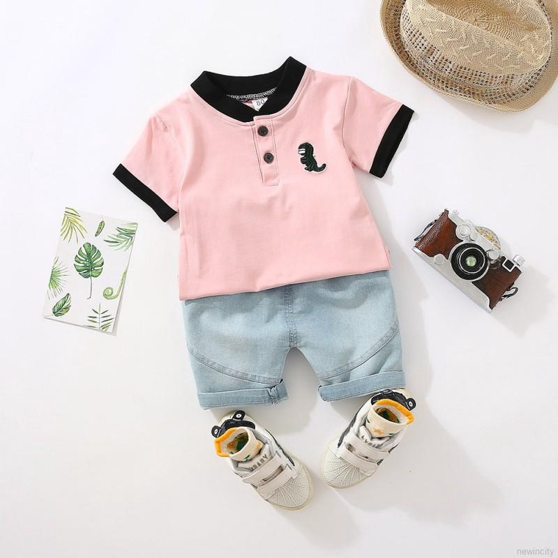Set áo thun tay ngắn &amp; quần short denim cho bé trai