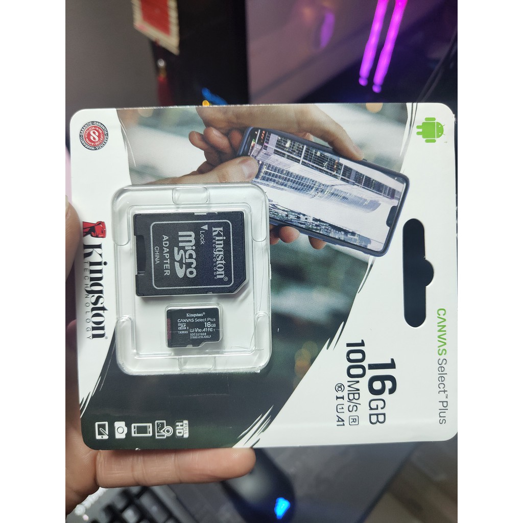 Thẻ nhớ Kingston 16Gb Micro SDHC Canvas select100r CL10 Single Pack + Adapter SDCS2/16GB | WebRaoVat - webraovat.net.vn