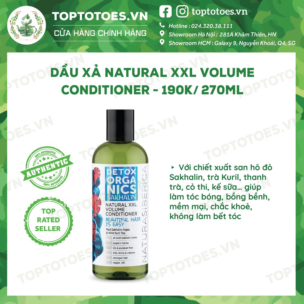 Gội xả thảo mộc Natura Siberica Detox Organics cấp nước/cân bằng da đầu, cho tóc tơi mượt, bồng bềnh